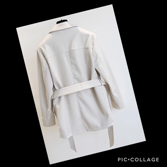 SOLD!! Ivory Faux Leather Jacket - Picture 3 of 4